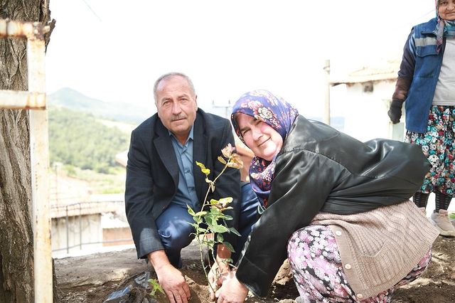 Burhaniye Belediyesi, Kırsal Mahallede Çevre Düzenlemesi ve Çiçek Ekimi Yaptı