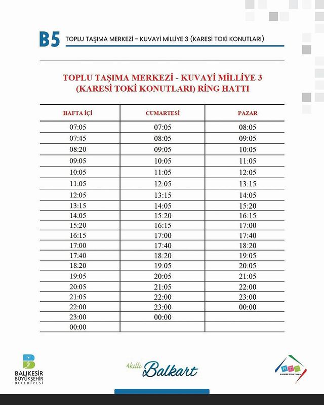 Balıkesir’de Toplu Taşıma Sefer Saatlerinde Değişiklik Yapıldı