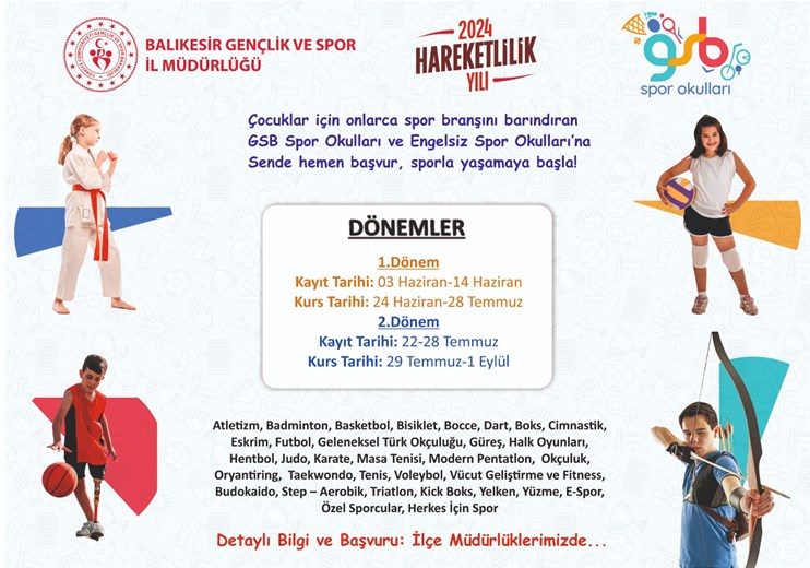 Balıkesir’de GSB Spor Okulları Çalışma Programları Açıklandı