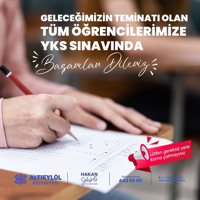 Altıeylül Belediye Başkanı Hakan Şehirli’den YKS Öğrencilerine Başarı Dileği