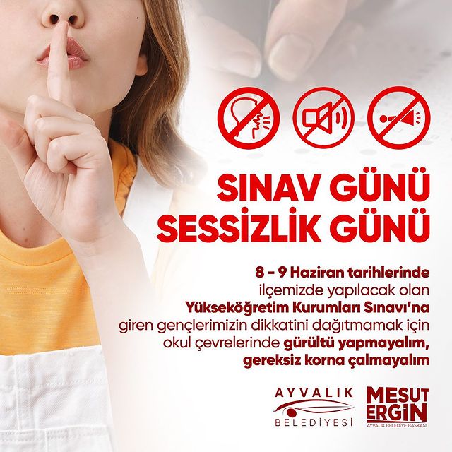 Ayvalık Belediyesi’nden YKS İçin Sessizlik Çağrısı