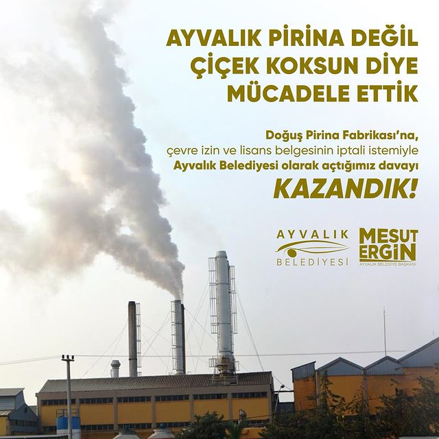 Ayvalık Belediyesi, Doğuş Pirina Fabrikası’nın Çevre İzin ve Lisans Belgesinin İptali Davasını Kazandı
