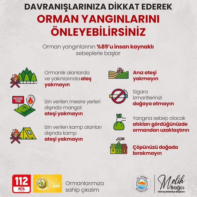 Gömeç Belediyesi Orman Yangınlarına Karşı Uyarıda Bulundu