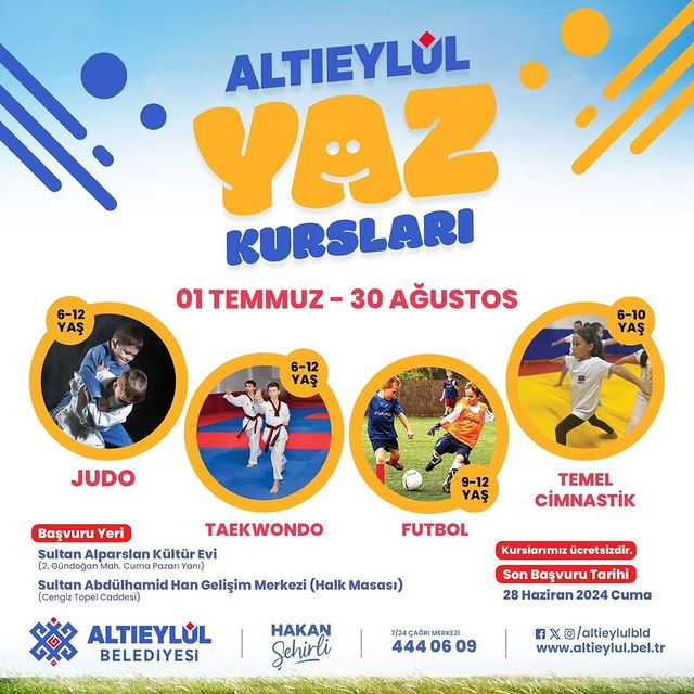 Altıeylül Belediyesi’nden Çocuklara Yaz Spor Kursları