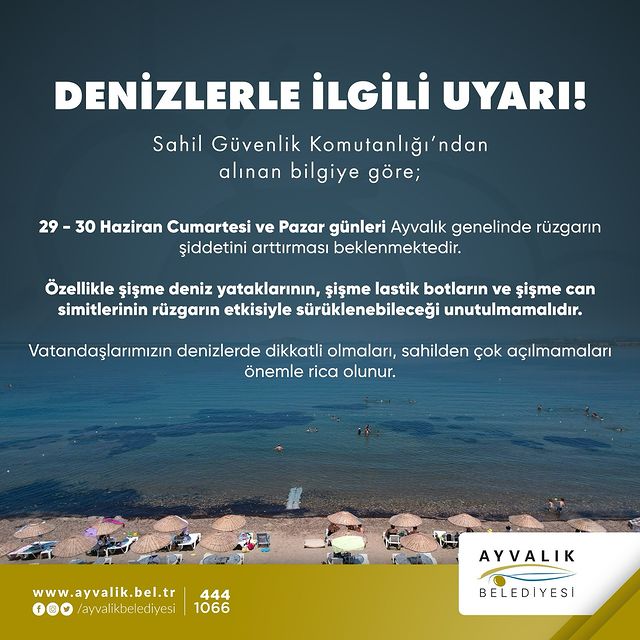 Ayvalık’ta Hafta Sonunda Kuvvetli Rüzgar Uyarısı