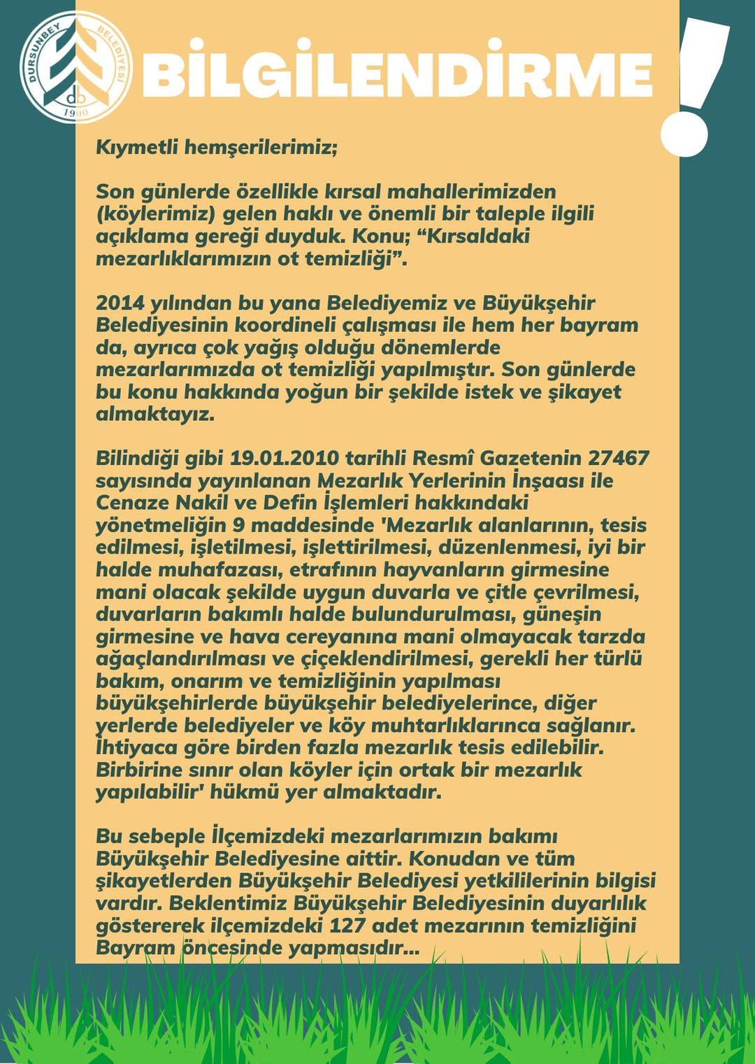 Dursunbey Belediyesi’nden Mezarlık Temizliği Çalışmaları