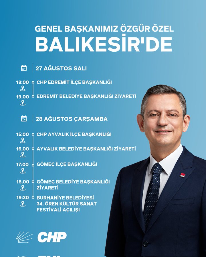 CHP Genel Başkan Yardımcısı Özgür Özel, Balıkesir’de Halkla Buluşacak