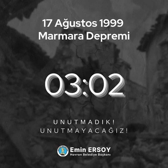 Havran Belediyesi’nden 17 Ağustos Marmara Depremi Anması