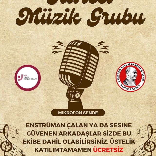 Karesi Gençlik Kolları, Balıkesirli Gençlere Müzik Grubuna Katılma Çağrısı Yapıyor