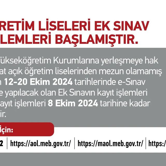Açık Öğretim Liseleri’nde Ek Sınav Kayıt İşlemleri Başladı