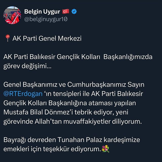 AK Parti Balıkesir Gençlik Kolları’nda Görev Değişimi