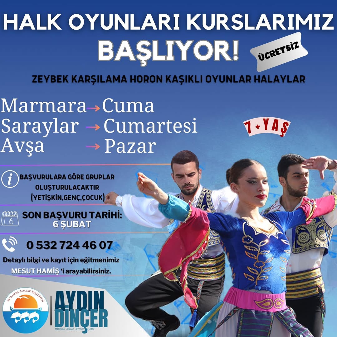 Marmara Adalar Belediyesi’nden Ücretsiz Halk Oyunları Kursu