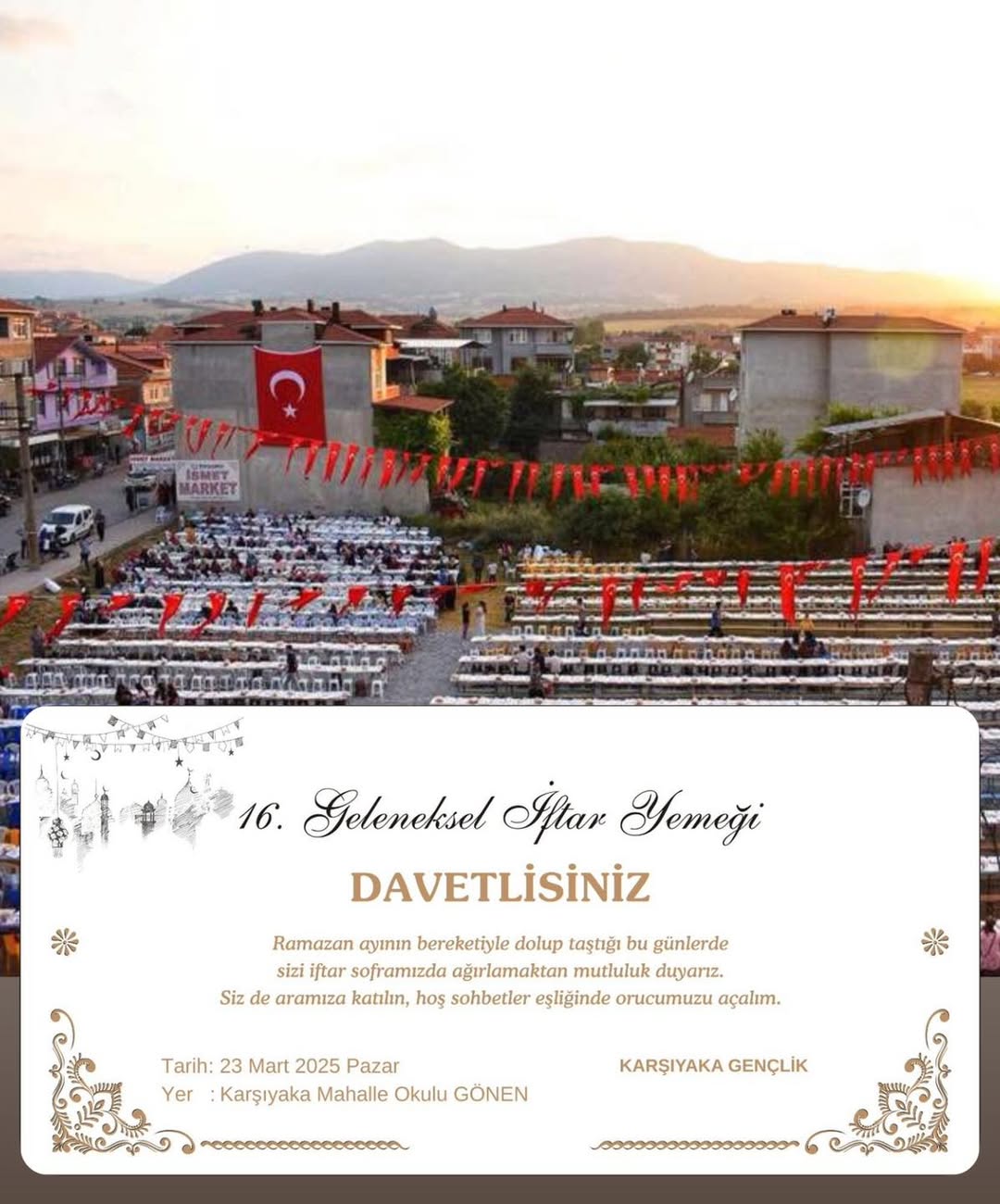 Karşıyaka’da 16. Geleneksel İftar Yemeği Düzenleniyor