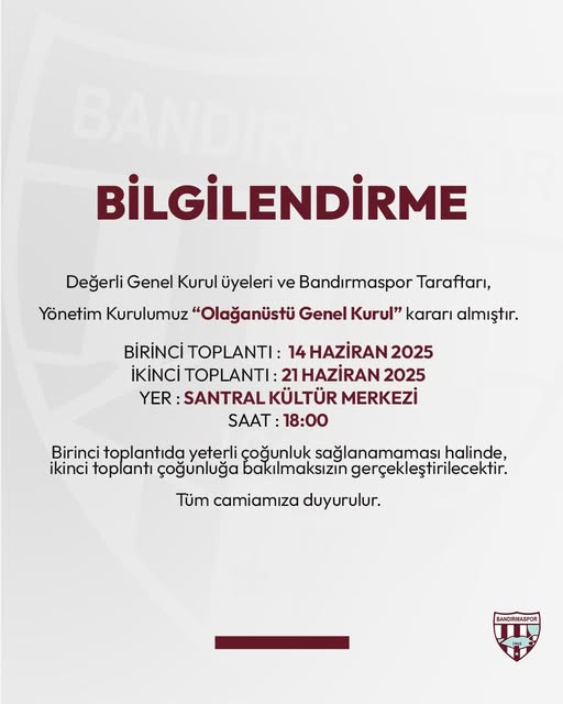 Teksüt Bandırmaspor’da Olağanüstü Kongre Kararı