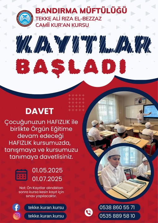 Bandırma Müftülüğü Din Eğitimi Kursları Başladı: Aileleri Gezmeye Davet Ediyor