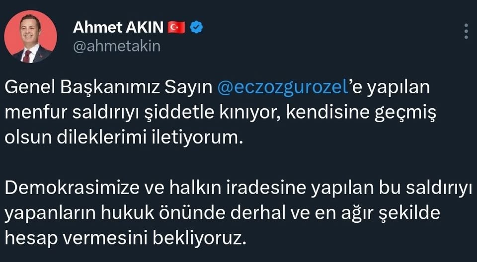 Balıkesir Büyükşehir Belediye Başkanı Akın, CHP Lideri Özel’e Yönelik Saldırıyı Kınadı