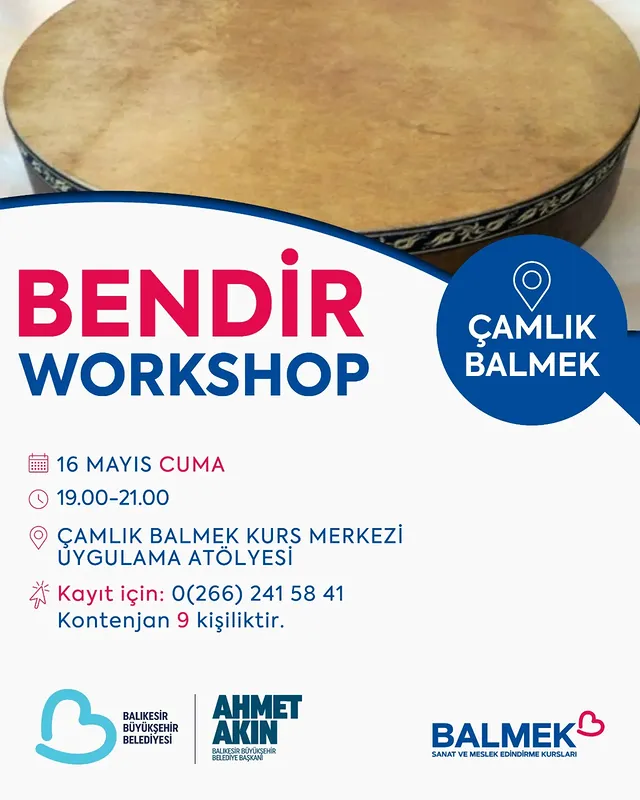 Balıkesir Büyükşehir Belediyesi, Geleneksel Bendir Sanatını Yaşatacak Workshop Düzenliyor