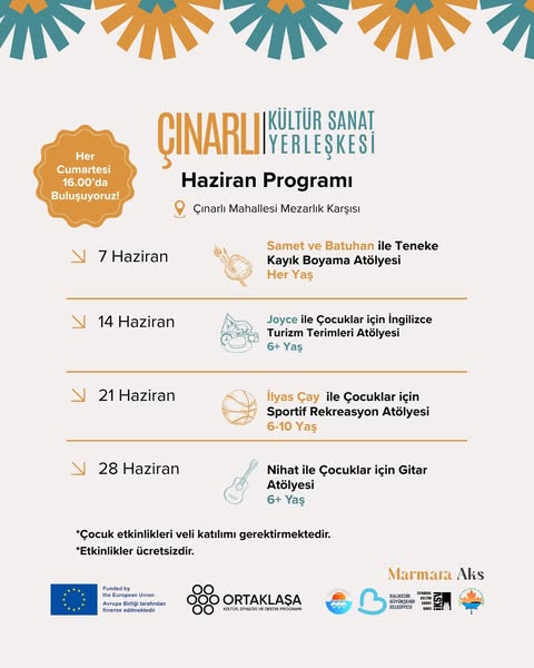 Çınarlı Kültür Sanat Yerleşkesi Haziran 2025 Programı Açıklandı