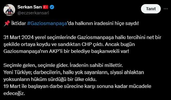 Gaziosmanpaşa’da Seçim Sonuçlarına Rağmen AKP’li Başkanvekili Görevlendirildi