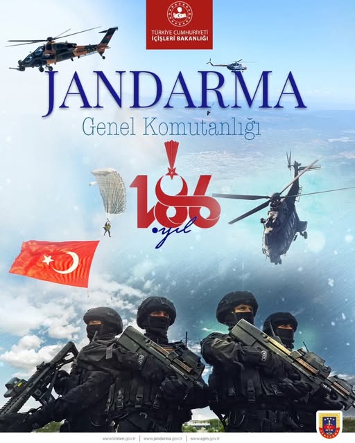 Jandarma Teşkilatı 186. Kuruluş Yıl Dönümünü Kutluyor