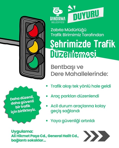 Bandırma’da Trafik Akışı Yeniden Şekillendirildi: Yeni Uygulamalar Başladı