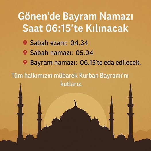 Gönen’de Kurban Bayramı Namaz Saati Açıklandı