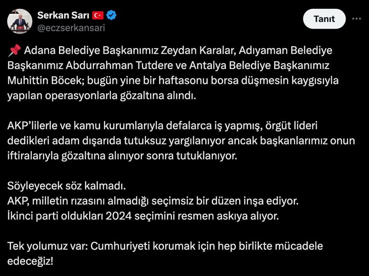 Serkan Sarı’dan Cumhuriyet Çağrısı: “Tek Yolumuz Var”