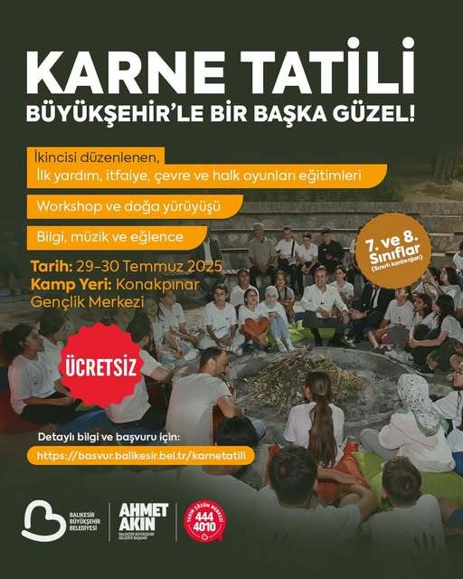 Balıkesir Büyükşehir Belediyesi’nden Öğrencilere Kamp Fırsatı