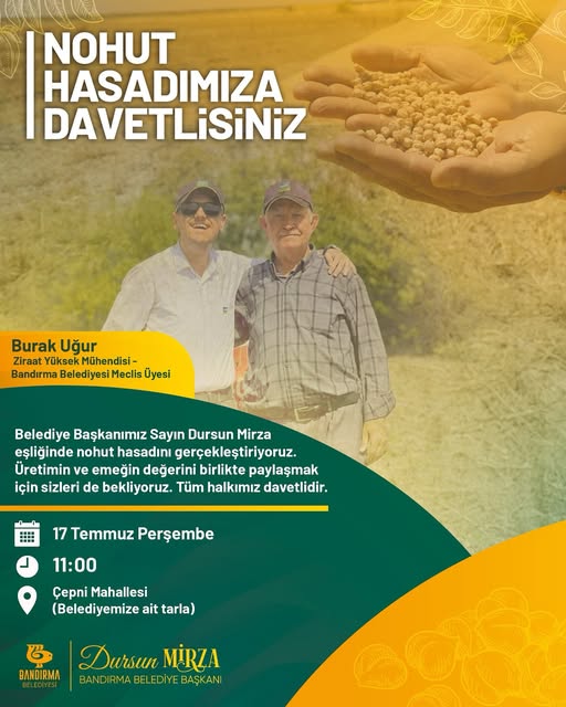 Bandırma Belediyesi Nohut Hasadı Etkinliğiyle Köyün Bereketini Paylaşıyor