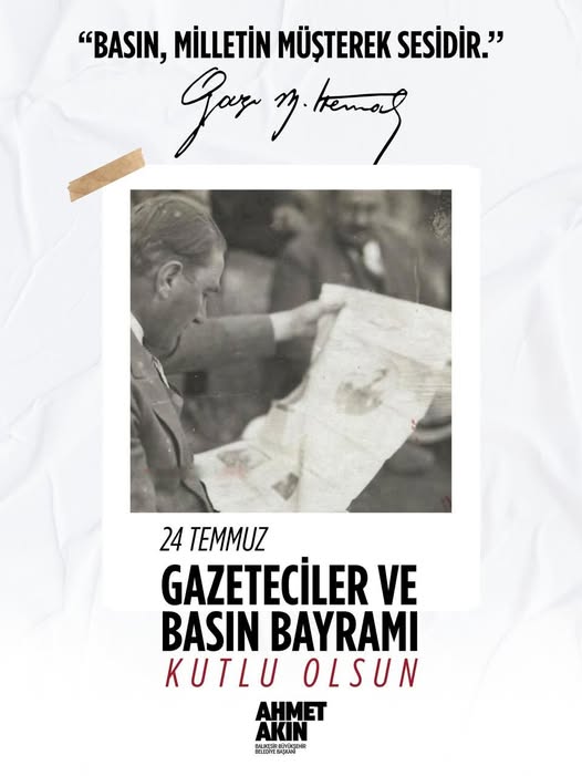 Balıkesir Büyükşehir Başkanı Akın’dan Gazeteciler ve Basın Bayramı Mesajı