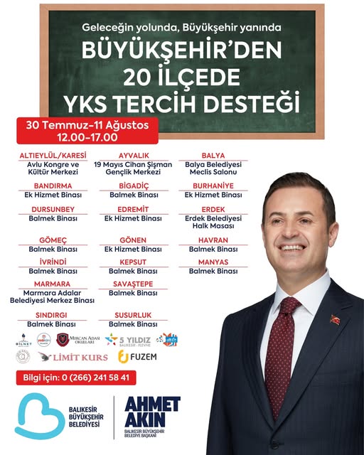 Balıkesir Büyükşehir Belediyesi’nden YKS Tercih Desteği