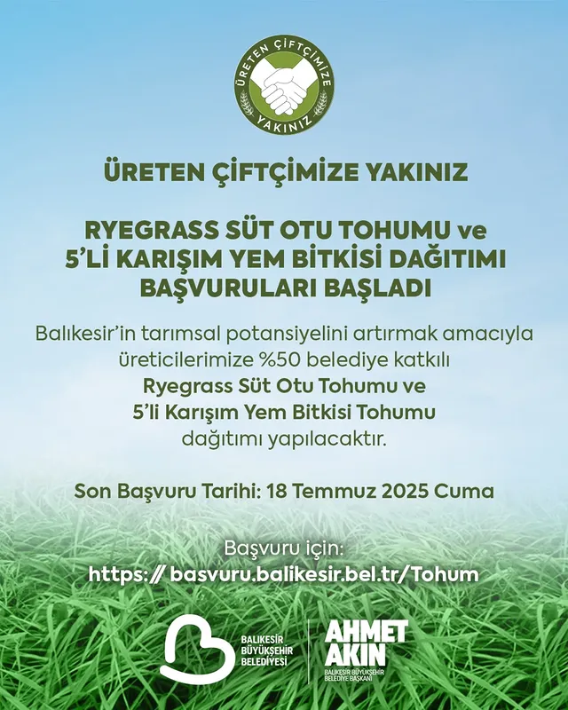 Balıkesir’de Yem Bitkileri Üretimini Destekleme Projesi Sürüyor