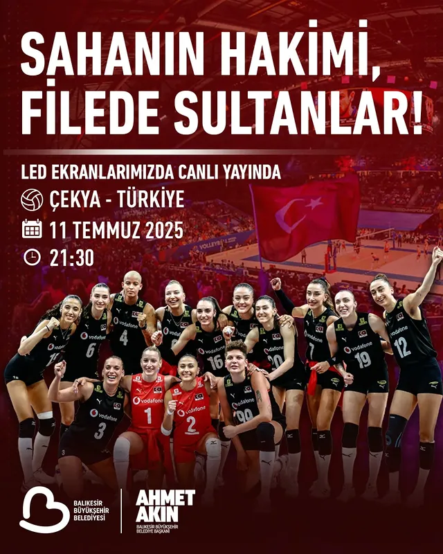 Balıkesir’de Filenin Sultanları Heyecanı: Milletler Ligi Çekya Maçı LED Ekranlarda