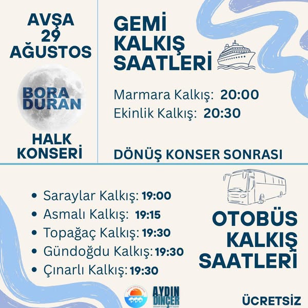 Marmara Adaları’nda Halk Konserlerine Ücretsiz Ulaşım Desteği