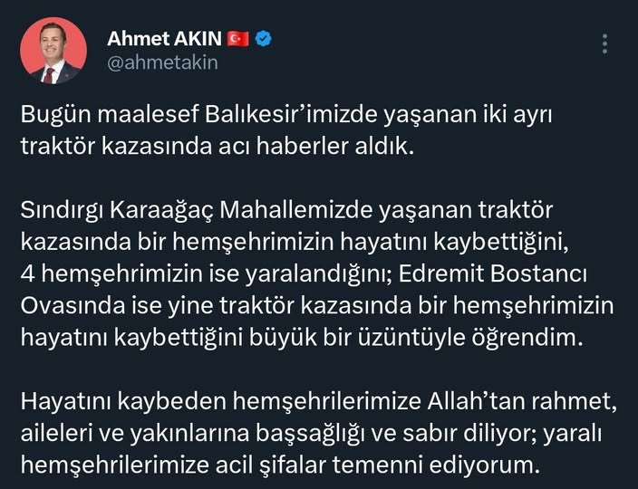 Balıkesir’de Traktör Kazalarında Hayatını Kaybedenler Oldu
