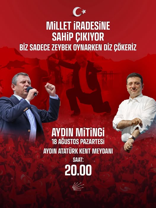 Aydın’da Özgürlük ve Adalet Yürüyüşü: Ekrem İmamoğlu’na Destek