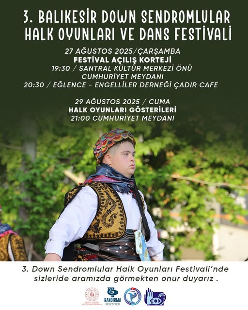 Bandırma’da Down Sendromlular Halk Oyunları Festivali Coşkusu