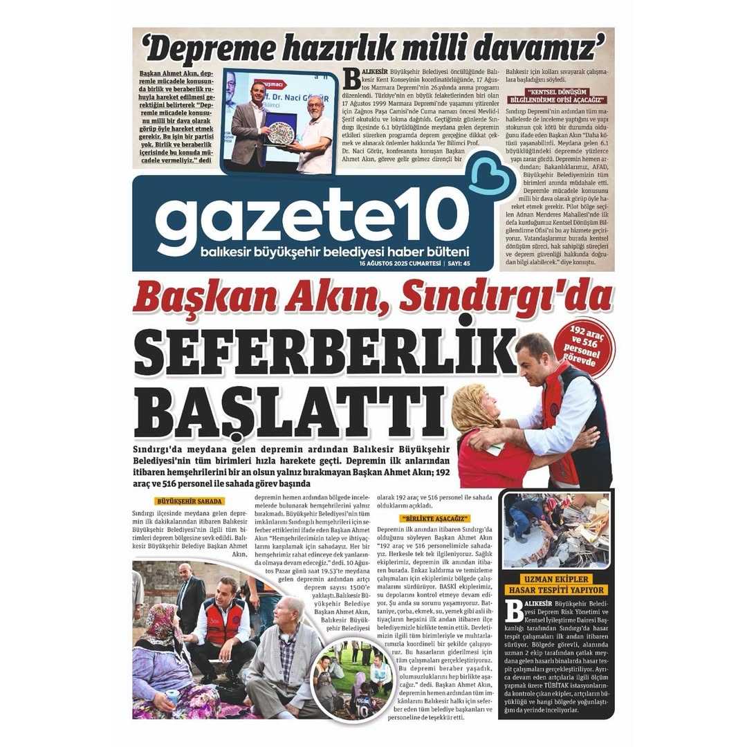 Balıkesir’de Deprem Hazırlık Seferberliği ve Yeni Spor Merkezi Açılışı