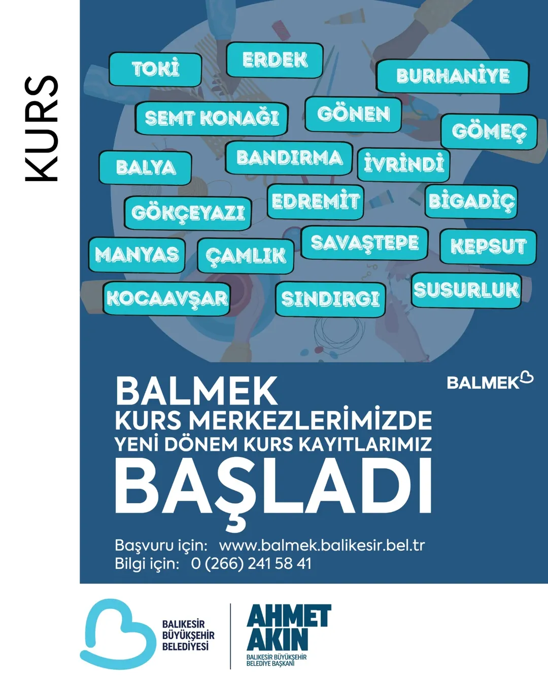 Balıkesir Büyükşehir Belediyesi BALMEK’te Yeni Dönem Kurs Kayıtları Başladı