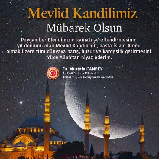 Mevlid Kandili’nde Dünya Barışı ve Kardeşlik Temennisi