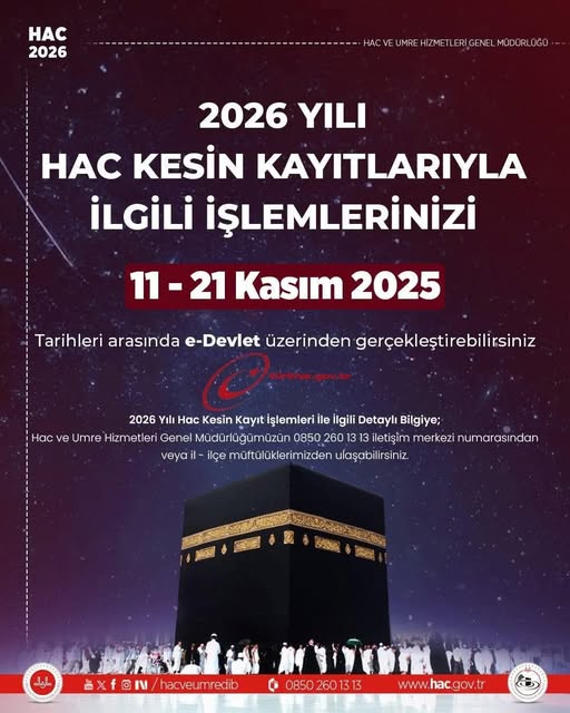2026 Yılı Hac Kesin Kayıt İşlemleri E-Devlet Üzerinden Başlıyor