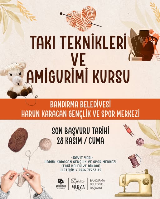Bandırma’da Takı ve Amigurimi Kursu Başlıyor