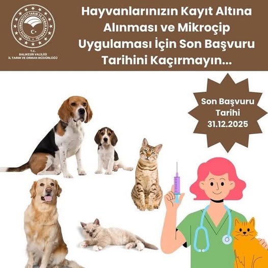 Evcil Hayvanlar İçin Mikroçip Uygulamasında Son Tarih: 31 Aralık 2025