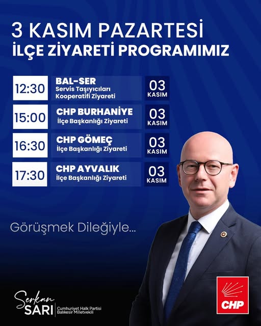 Serkan Sarı, BAL SER Kooperatifi ve İlçe Başkanlıklarını Ziyaret Edecek