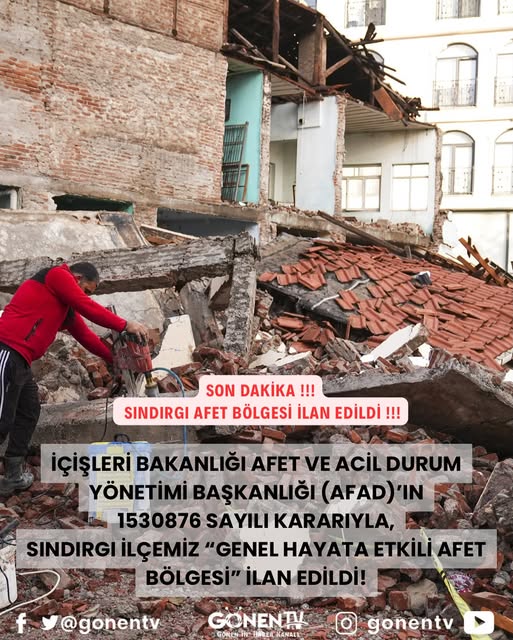 Sındırgı, Genel Hayata Etkili Afet Bölgesi İlan Edildi