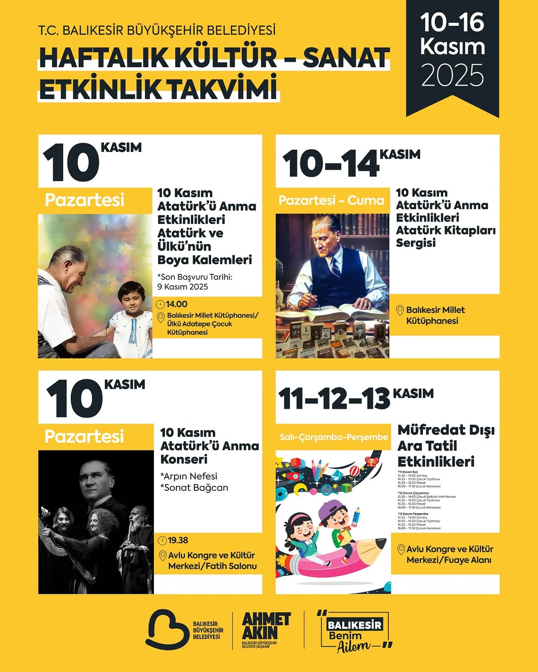 Balıkesir’de Kültür ve Sanat Haftası: 10-16 Kasım Etkinlik Takvimi Açıklandı