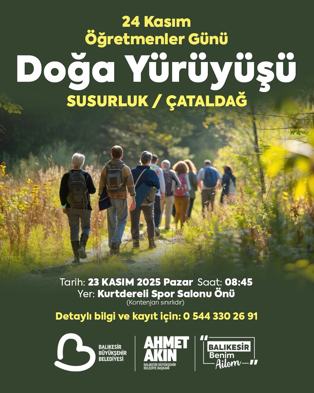 Öğretmenler Günü, Susurluk’taki Çataldağ’da Doğa Yürüyüşü ile Kutlanacak