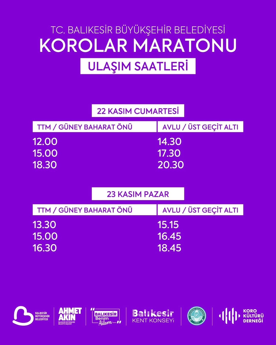 Balıkesir Korolar Maratonu’na Ücretsiz Ulaşım İmkanı