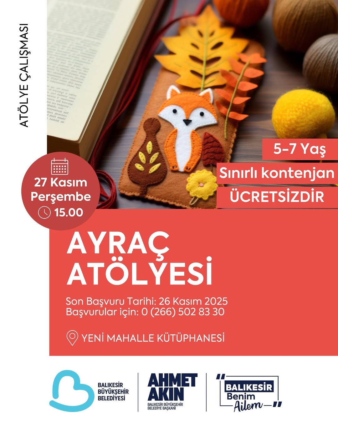 Balıkesir’de Çocuklar Ücretsiz Ayraç Atölyesi ile Sanatla Buluşuyor