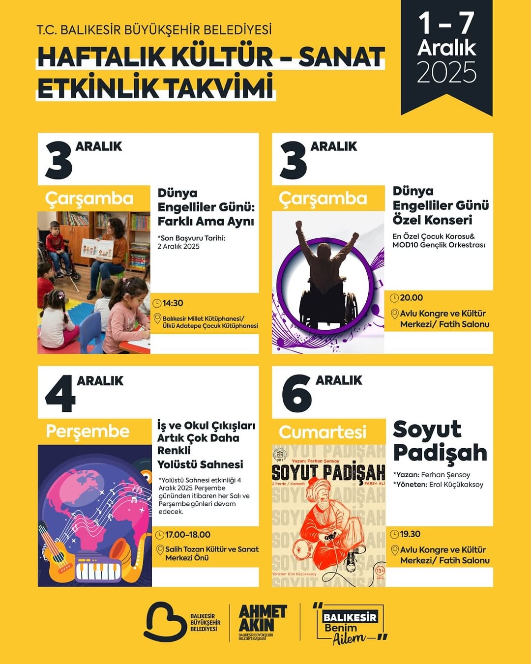Balıkesir’de Kültür Sanat Haftası: 1-7 Aralık Etkinlikleri